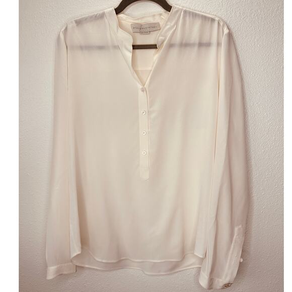 Stella McCartney Eva Cream Silk 3/4 Button Mandarin Collar Blouse 42 / M - Picture 5 of 16